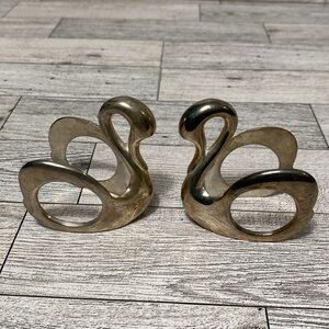 Vintage French Silver Plated Swan Napkin Ring Holder Shelf Decor- set of 2